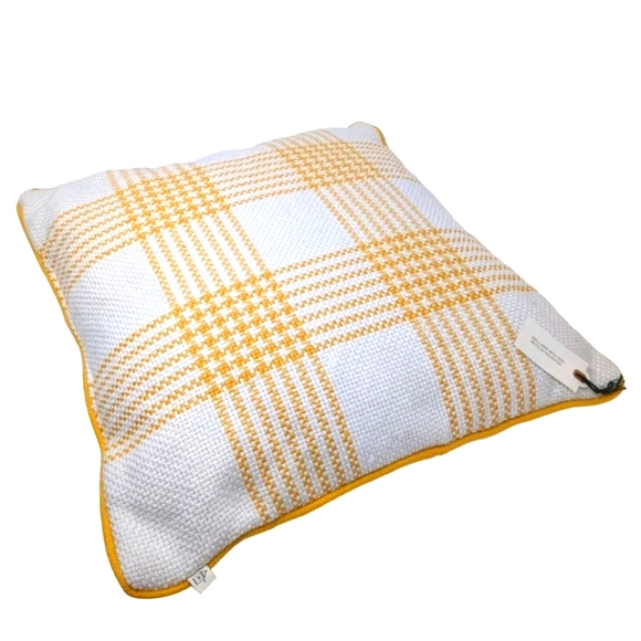 Hearth & Hand Other - Hearth & Hand Mustard/White Plaid Square 18" Square Indoor/Outdoor Throw Pillow